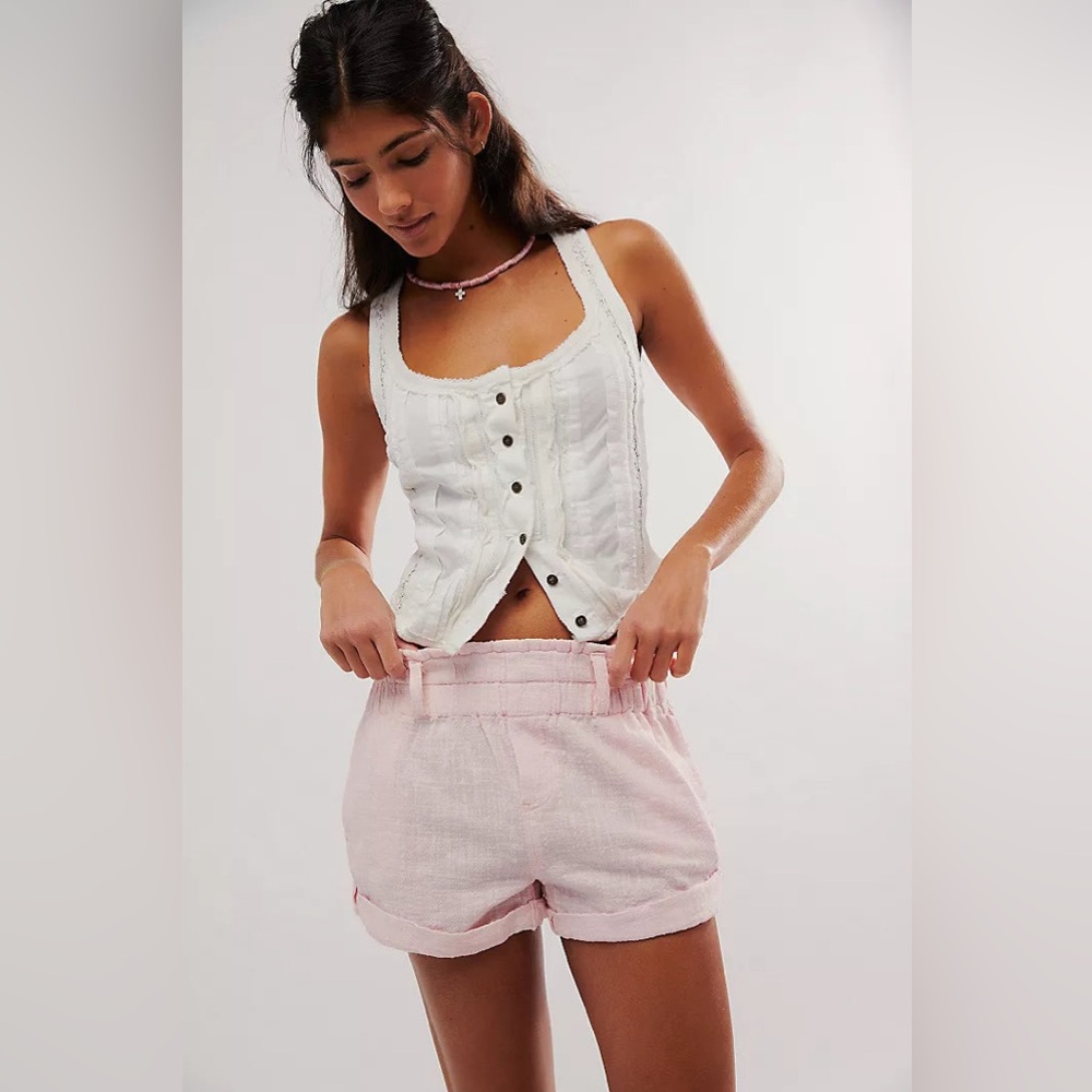 Free People Solar Baja Flare Paperbag Waist Shorts ✨ Pink Size XS